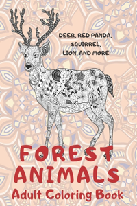 Forest Animals - Adult Coloring Book - Deer, Red panda, Squirrel, Lion, and more