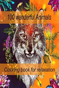 100 wanderful Animals Coloring book for relaxation