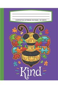 Composition Notebook 100 Pages / 50 Sheets Bee Kind