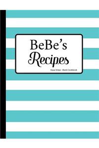 BeBe's Recipes Aqua Stripe Blank Cookbook