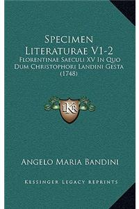 Specimen Literaturae V1-2