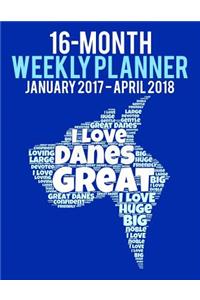 2017-2018 Weekly Planner - Wordcloud Great Dane