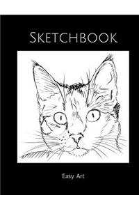 Black and White Cat Sketchbook Easy Art