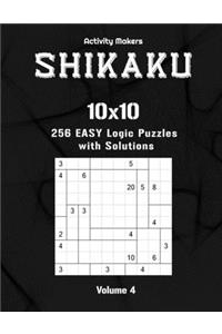 SHIKAKU - 10x10 - 256 Easy Logic Puzzles with Solutions - Volume 4