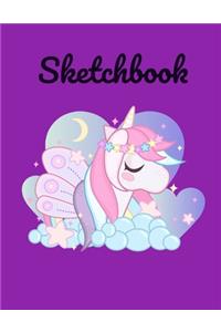 Sketchbook: Cute Unicorn Sketchbook for Kids or Adults with 110 Pages of 8.5 x 11" Blank White Paper for Drawing, Doodling or Learning to Draw