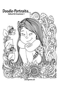 Malbuch mit Doodle-Portraits für Erwachsene 1