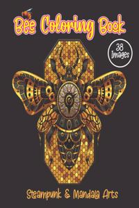 Bee Coloring Book. Steampunk And Mandala Arts