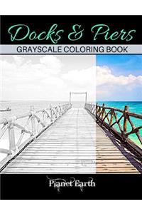 Docks & Piers Grayscale Coloring Book