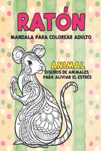 Mandala para colorear adulto - Diseños de animales para aliviar el estrés - Animal - Ratón