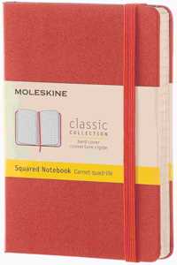 Moleskine Coral Orange Pocket Squared Notebook Hard