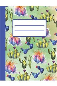 Cute Cacti: Composition Notebook For Girls, Collage Ruled, Perfect For School Notes Or As A Journal