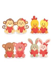 Valentine's Day Animal Couples Blank Lined Notebook