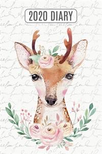 2020 Daily Diary Planner, Watercolor Deer & Flowers