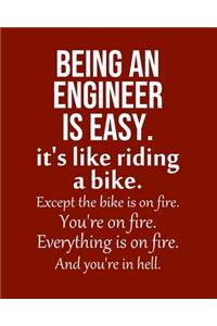 Being an Engineer is Easy. It's like riding a bike. Except the bike is on fire. You're on fire. Everything is on fire. And you're in hell.