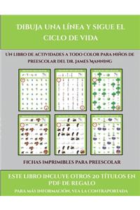 Fichas imprimibles para preescolar (Dibuja una línea y sigue el ciclo de vida)