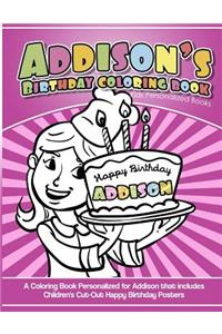 Addison's Birthday Coloring Book Kids Personalized Books