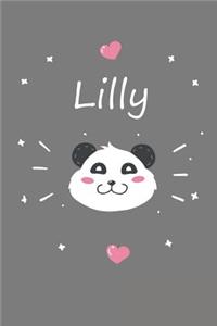 Lilly: Personalisiertes Panda Tage-/Notizbuch Mit Dem Vornamen Lilly Und Ganzen 100 Linierten Seiten Im 6x9 Zoll Format (Ca.Din A5). Optimal ALS Schreibhef