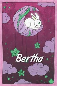 Bertha: personalized notebook sleeping bunny on the moon with stars softcover 120 pages blank useful as notebook, dream diary, scrapbook, journal or gift id