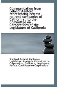 Communication from Leland Stanford