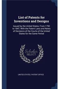 List of Patents for Inventions and Designs