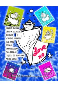 conchas marinas libro de colorear relajante actividad divertida usar para Decorar como recuerdo para regalar tarjetas de felicitación por el artista Grace Divine