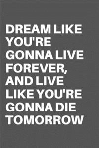Dream Like You're Gonna Live Forever, and Live Like You're Gonna Die Tomorrow