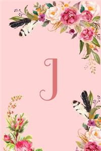 Monogram Initial Letter J Notebook for Women and Girls
