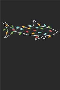 Shark with Christmas Lights - Christmas Notebook - Shark Diary - Animal Journal - Christmas Gift for Animal Lover