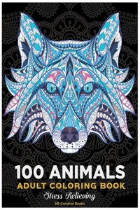 100 animals.Coloring book for adults