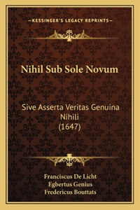 Nihil Sub Sole Novum