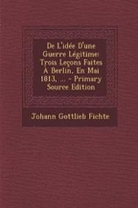 de L'Idee D'Une Guerre Legitime