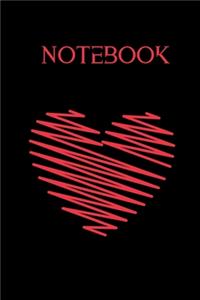 Notebook: Heart design Notebook -80's influence.Striking, Retro Vintage Notebook Writing Planner Organizer .Size 6" x 9" .120 Lined Pages