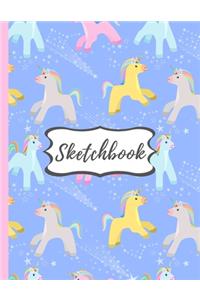 Sketchbook: Cute Unicorn In Space Sketchbook for Kids with 120 Pages of 8.5"x11" Blank Paper for Drawing, Creative Doodling or Learning to Draw