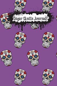 Sugar Skulls Journal (Purple): 6"x9" 150 Pages White Blank Unruled (Day of the Dead Notebooks A5 Unlined with Skull Motif)