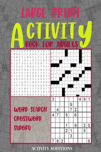 Large Print Activity book for Adults - Word search Crossword Sudoku