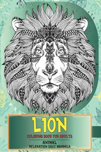 Coloring Book for Adults Relaxation Easy Mandala Animal - Lion