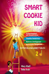 Smart Cookie Kid Für 3-4-Jährige Aufmerksamkeit und Konzentration Visuelles Gedächtnis Mehrere Intelligenzen Motorische Fähigkeiten Entwicklungsarbeitsbuch 2D