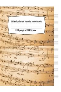Blank sheet music notebook 110 pages - 10 Staff