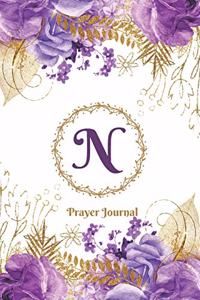 Praise and Worship Prayer Journal - Purple Rose Passion - Monogram Letter N