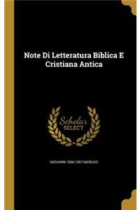 Note Di Letteratura Biblica E Cristiana Antica