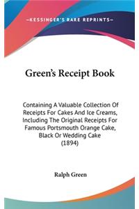 Green's Receipt Book: Containing a Valuable Collection of Receipts for Cakes and Ice Creams, Including the Original Receipts for Famous Portsmouth Orange Cake, Black or W