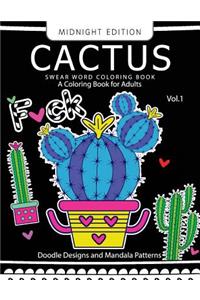 CACTUS Swear Word Coloring Book Midnight Edition Vol.1