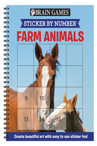 Brain Games - Sticker by Number: Farm Animals (Easy - Square Stickers)