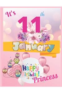 It's 11th January Happy Birthday Princess Notebook Journal