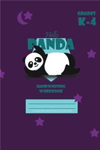 Hello Panda Primary Handwriting k-4 Workbook, 51 Sheets, 6 x 9 Inch Purple Cover