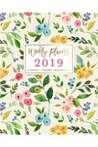 Weekly Planner 2019 12 Months, January - December 2019