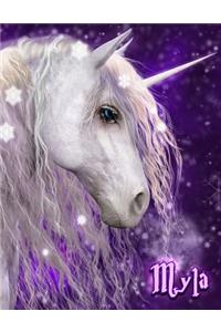 Myla: Personalized Unicorn Fantasy Themed Journal with Lined Pages