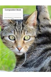 Composition Book 100 Sheets/200 Pages/8.5 X 11 In. Wide Ruled/ Cat Yoga Leg Up