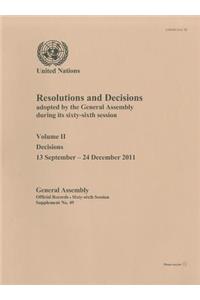 Resolutions and Decisions Adopted by the General Assembly During Its Sixty-Sixth Session