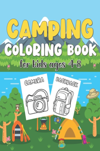 Camping Coloring Book For Kids Ages 4-8